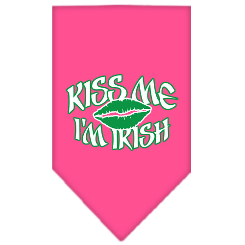 Kiss me I'm Irish Screen Print Bandana Bright Pink Large